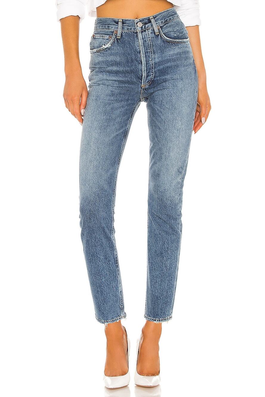 Agolde High Rise Straight Crop Blue Riley Denim Jeans Size 24